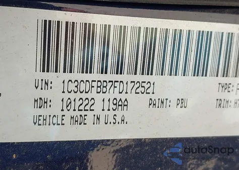 2015 Dodge Dart Sxt из США, поврежденный, VIN 1C3CDFBB7FD172521